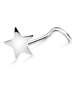 Star Silver Curved Nose Stud NSKB-731L